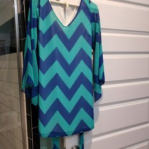 Blue/Teal chevron dress
